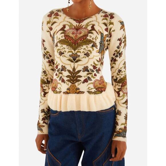 FARM RIO Tops - NEW FARM RIO majestic hearts knit top in cream